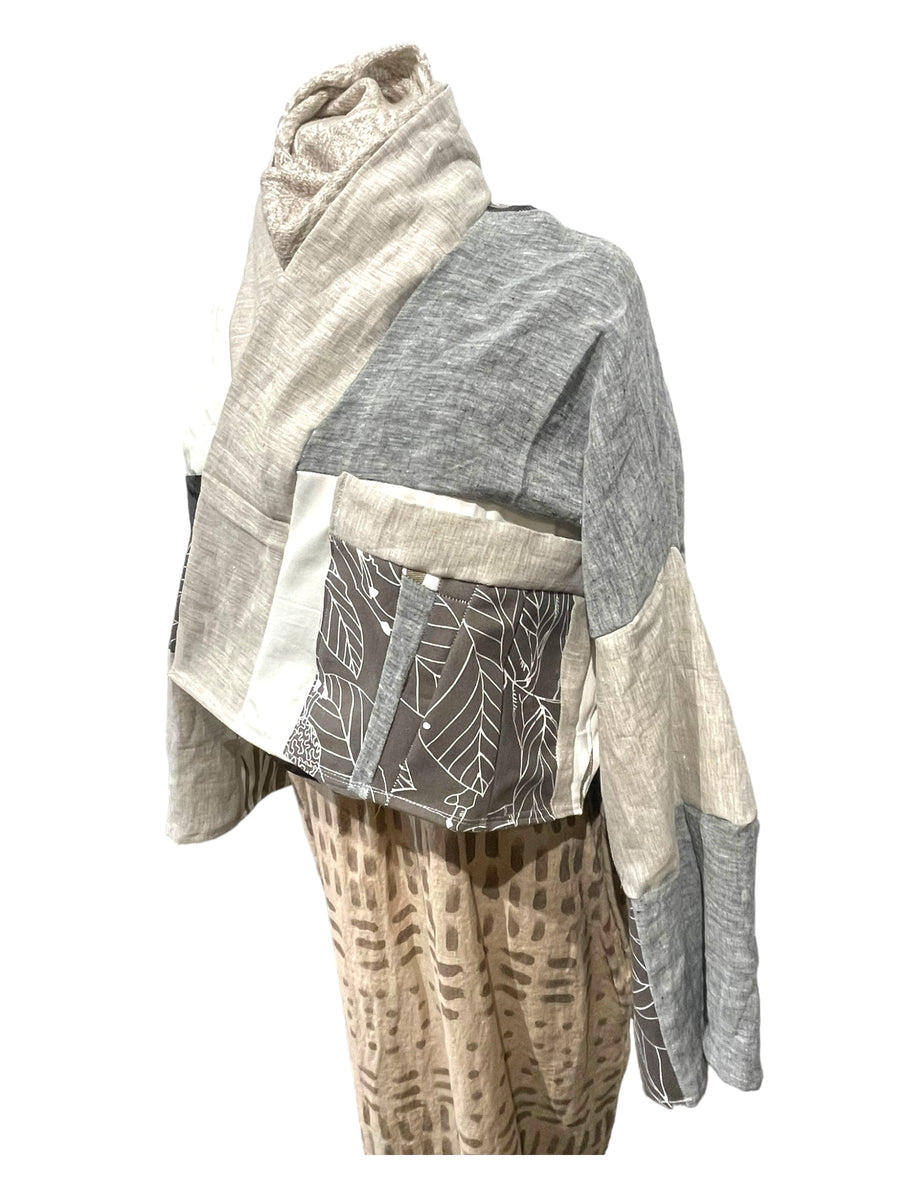 vintage textile patchwork jacket cropped at waist length  Liliths Garden