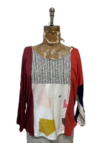 Multi pattern jersey long sleeve t-shirt