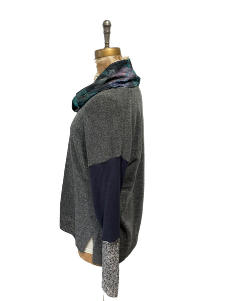 Eco dyed silk cowl up cycled sweater