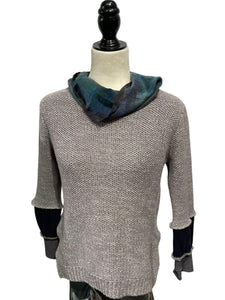Eco dyed silk cowl up cycled sweater