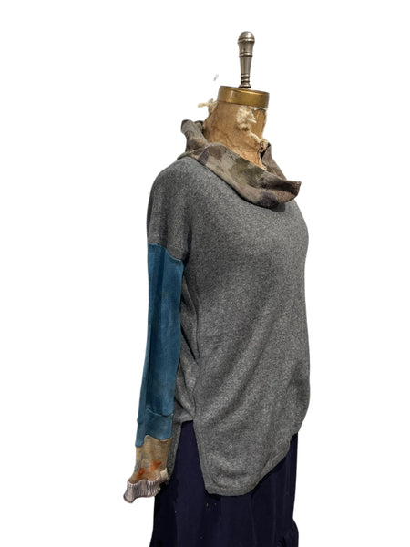 Cashmere ecodyed and upcycled  silk cowl