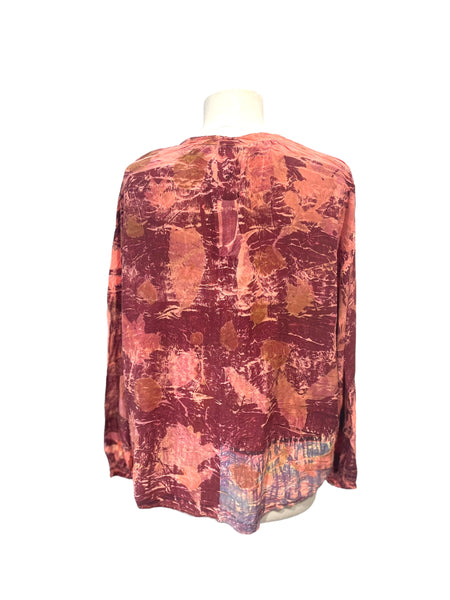 Silk eco dyed long sleeve blouse