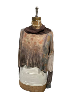 Cashmere semi crop silk ecodyed cowl