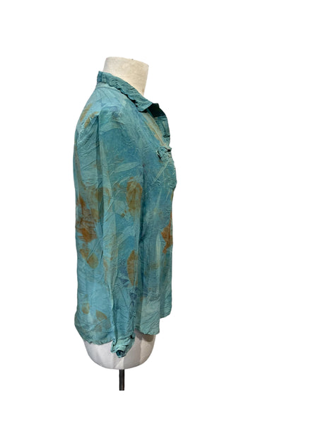 Silk eco dyed long sleeve blouse