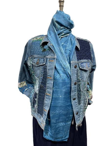 Denim Jacket with vintage indigo textiles