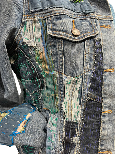 Denim Jacket with vintage indigo textiles