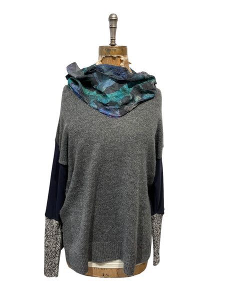 Eco dyed silk cowl up cycled sweater