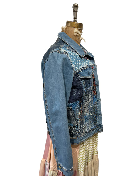 Denim Jacket with vintage indigo textiles