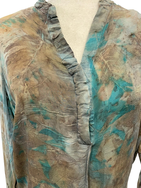 Silk eco dyed long sleeve blouse