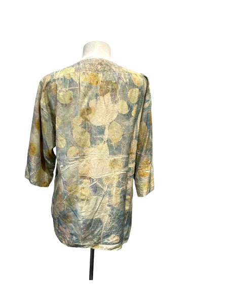 Silk eco dyed long sleeve blouse