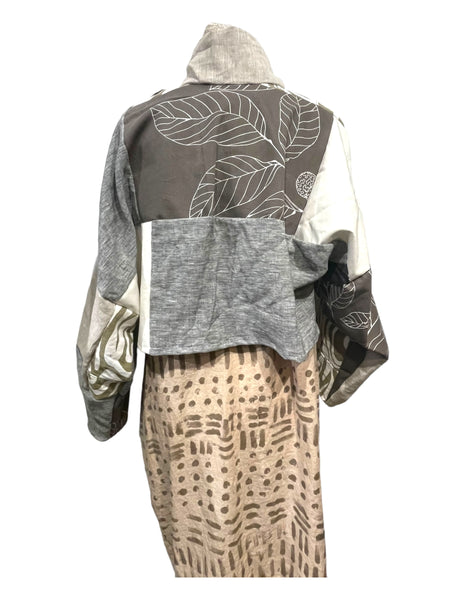 vintage textile patchwork jacket cropped at waist length