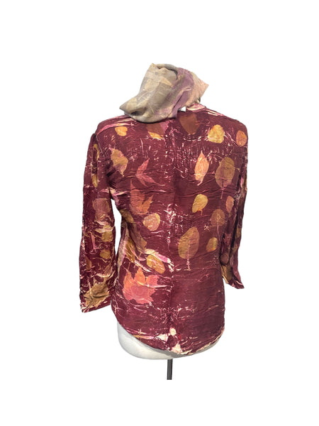 Silk eco dyed long sleeve blouse