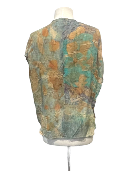 Silk eco dyed short sleeve blouse