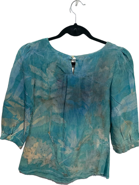 Silk eco dyed long sleeve blouse