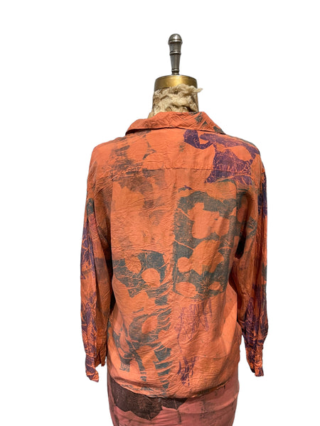 100% Silk eco dyed long sleeve blouse