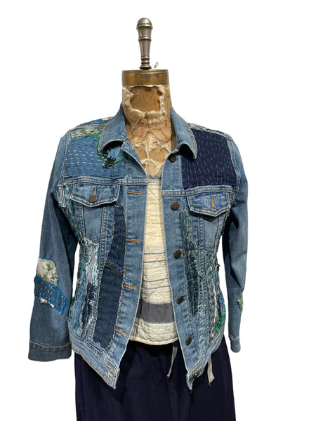 Denim Jacket with vintage indigo textiles