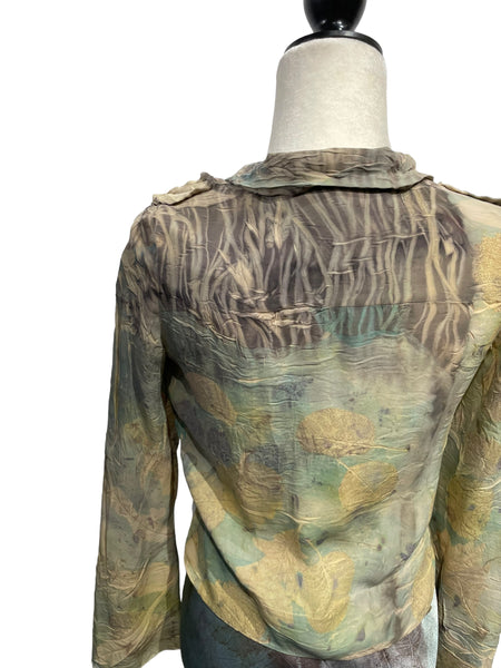 Silk eco dyed long sleeve blouse