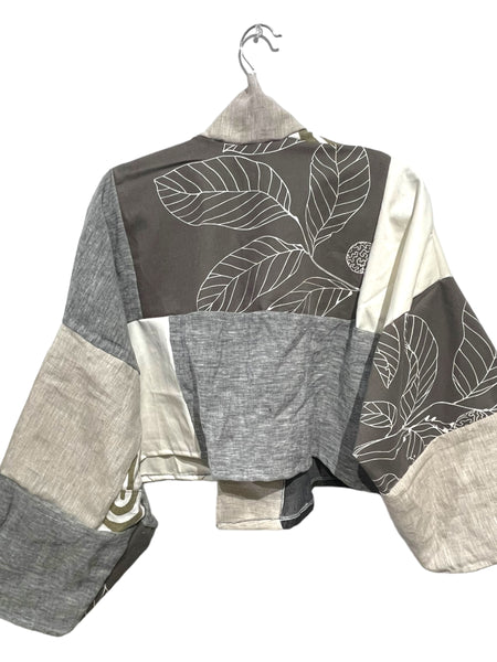 vintage textile patchwork jacket cropped at waist length