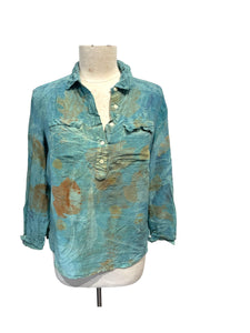 Silk eco dyed long sleeve blouse