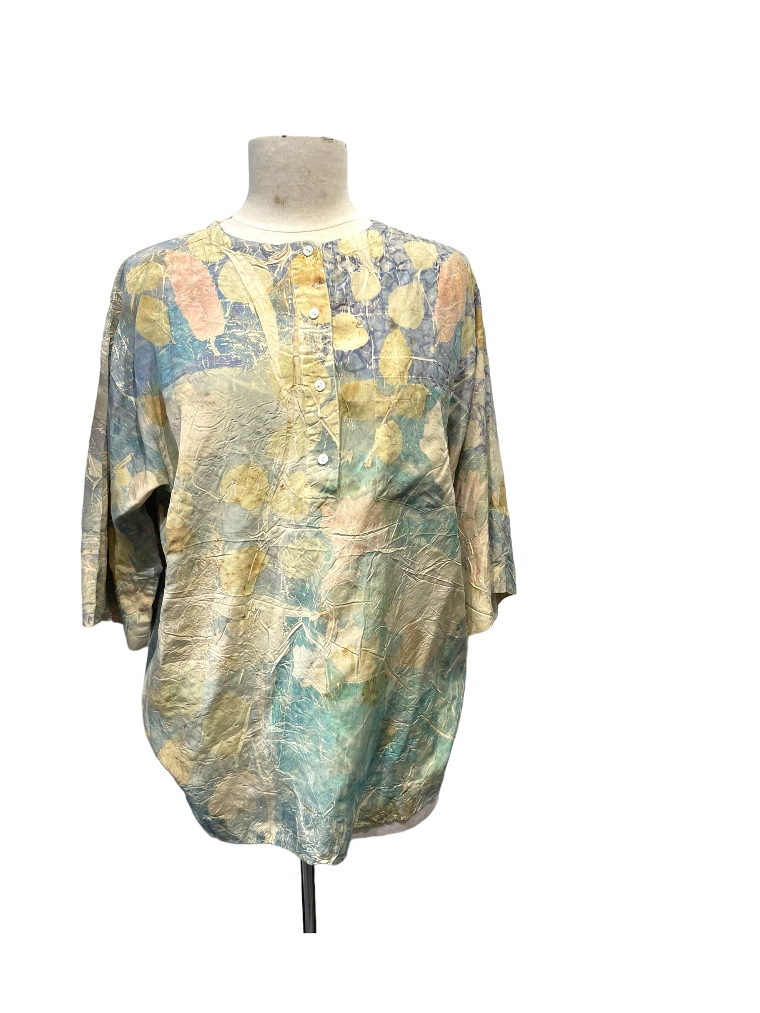 Silk eco dyed long sleeve blouse