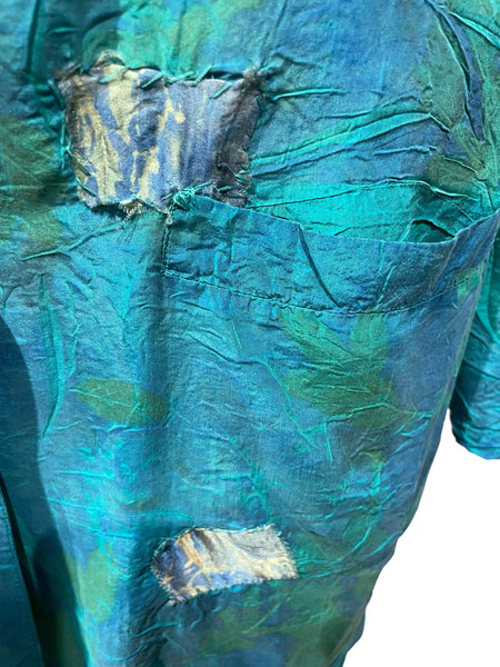 Silk eco dyed long sleeve blouse