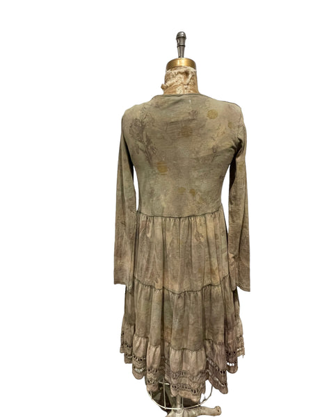 Long Sleeve ecodyed and indigo cotton dress