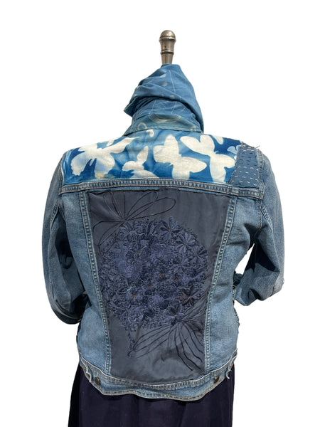 Denim Jacket with vintage indigo textiles