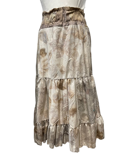 Cotton ecodyed skirt with tiers and bottom ruffle