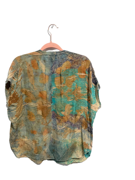 Silk eco dyed short sleeve blouse