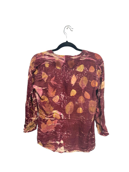 Silk eco dyed long sleeve blouse