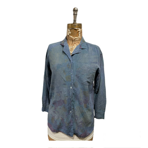 100% Silk long sleeve ecodyed blouse