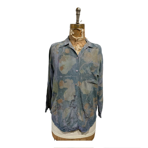 100% Silk long sleeve ecodyed blouse