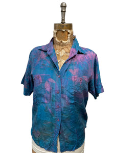 Silk eco dyed short sleeve blouse