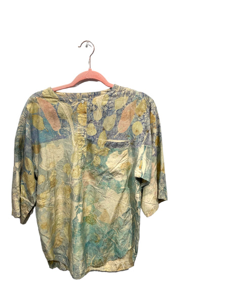 Silk eco dyed long sleeve blouse