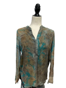 Silk eco dyed long sleeve blouse