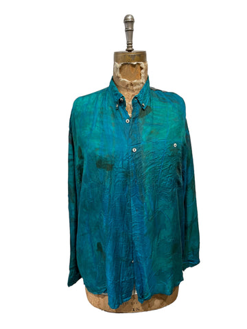 Silk eco dyed long sleeve blouse