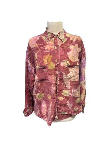 Silk eco dyed long sleeve blouse