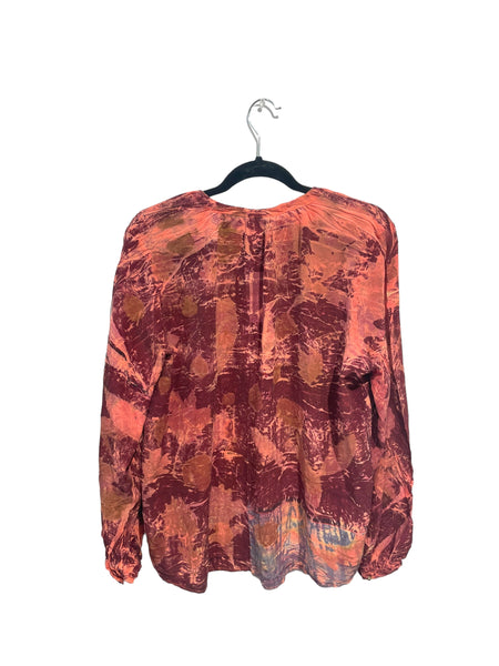 Silk eco dyed long sleeve blouse