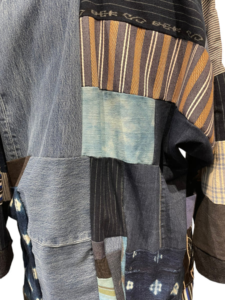 Denim and vintage indigo, patchwork jacket