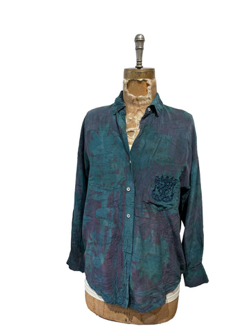 Silk eco dyed long sleeve blouse