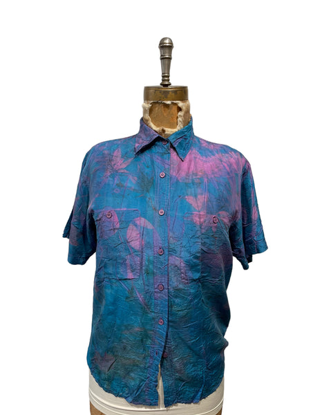 Silk eco dyed short sleeve blouse
