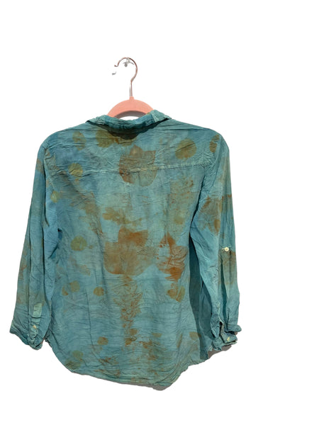 Silk eco dyed long sleeve blouse