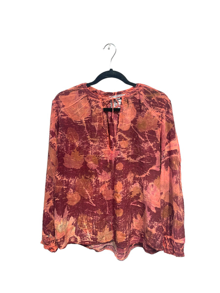 Silk eco dyed long sleeve blouse