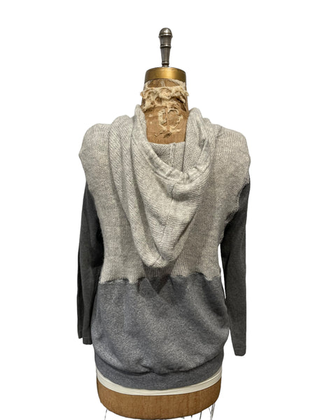 Hooded upcycled sweatshirt sweater