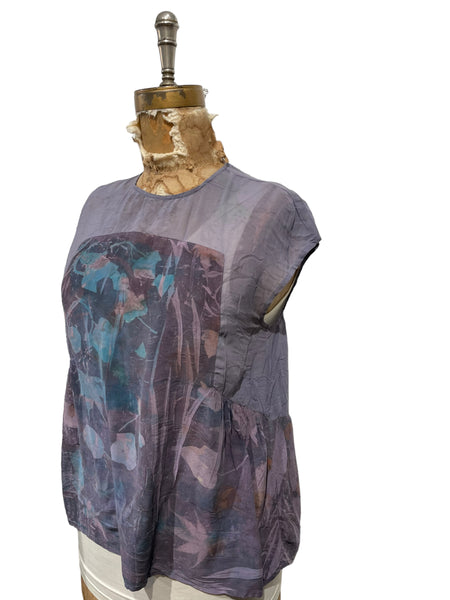 100% Silk short sleeve ecodyed blouse