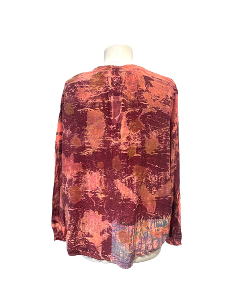 Silk eco dyed long sleeve blouse