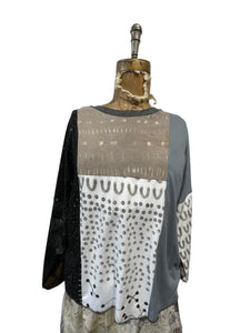 Multi pattern jersey long sleeve t-shirt