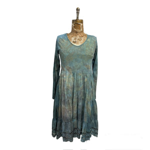 Long Sleeve ecodyed and indigo cotton dress