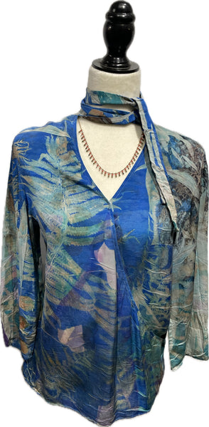 100% Silk long sleeve ecodyed blouse