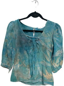 Silk eco dyed long sleeve blouse